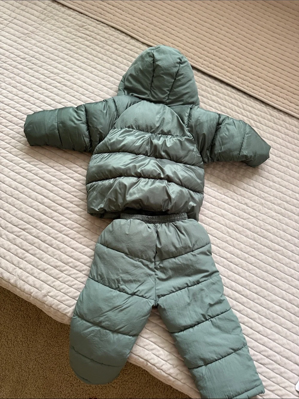 Zara Kids Green Puffer Jacket and Pants Set